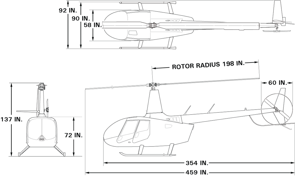2019 Robinson Turbine R66 Dimensions