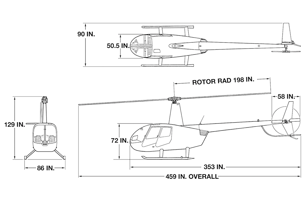 2019 Robinson R44 Raven II Dimensions